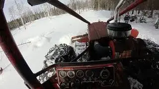 Timberjack 230D cable skidder plowing snow part 1