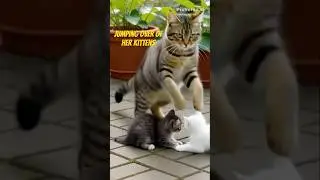 Mother cat training to her kittens🐣😻😇how to loss weight quickly 🐥#funny #shortsfeed #shorts #aww