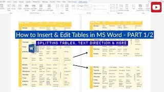 How to Insert and Edit Tables in MS Word | Table LAYOUT Tab | Part 1 of 2