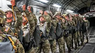 Heavily Armed US Female C-17 Globemaster III Paratroopers Headed to Conflict Zone