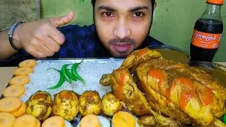 1.8 KG WHOLE CHICKEN CURRY🤪HUGE SPICY EGG CURRY👌GREEN CHILLI #hungryhassan1