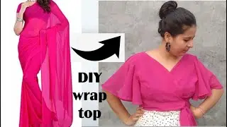 Trendy wrap top cutting and stitching how to make tie-up top पुराने कपडे से टाईअप टॉप बनाएं crop top