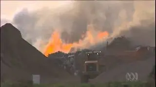 Fire burning in waste facility