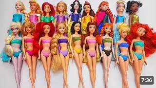 Satisfying Video l How to make Glossy Lolipops in to Rainbow Pool with Disney Princess Cutting ASMR