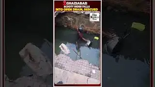 Ghaziabad: Scooty Rider Falls into Open Drain, Rescued