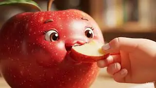 Animate apple eating , cute apple