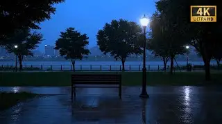 Steady Dawn Rain by Seoul&rsquo;s Han River 4K: Relaxing Rain Sounds (10 h)