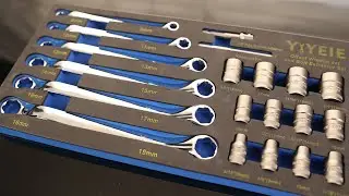 YIYEIE 20Pcs Combo Bolt Extractor Kit, 6-Point Offset Extractor Wrench Set, 6Pcs Metric 8-19mm, 14Pc