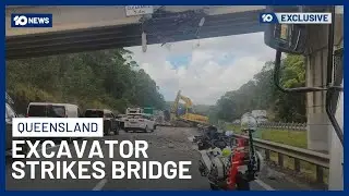 Bruce Highway Closure Causes Traffic Chaos After Excavator Hits Bridge On Sunshine Coast | 10 News