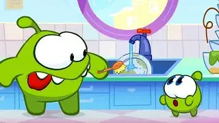 Om Nom Stories 💚 Super Noms - Washing Dishes (Cut the Rope) 💚 Super Toons TV - Best Cartoons