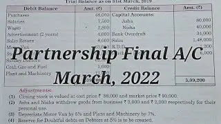 March 2022 partnership final account # 12 BK final a/c / 2022 ! asha and nisha partners sharing #