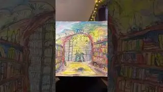 Magical 🧙&zwj;♀️ fantasy library art with watercolors and ink pen lining #fantasyart #fairyart