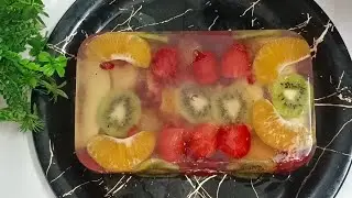 Fruit Jelly Cake Recipe | China Grass(agar agar) Fruit Cake | Without Gelatine Glass Cake |