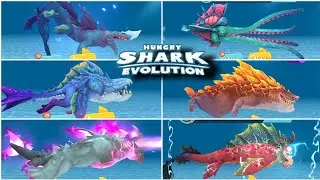 ALL STRONGEST SHARK IN GIANT MONSTER SIZE - HUNGRY SHARK EVOLUTION