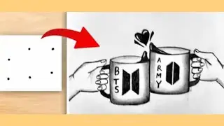 BTS💜Cup drawing for beginners
