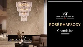 Ros&eacute; Rhapsody Gold Textured Glass Double Height Chandelier | The White Teak Company by Asian Paints