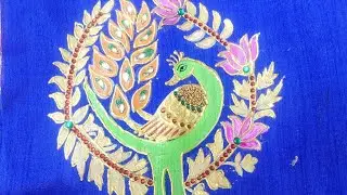 Easy fabric painting Thanjavur style peacock painting ##shortsfeed #painting 