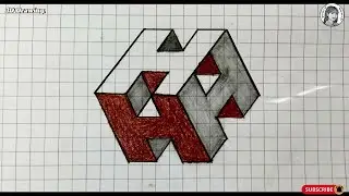 Very Easy 3D H Letter Drawing | How To Drawing 3D Floating Letter 