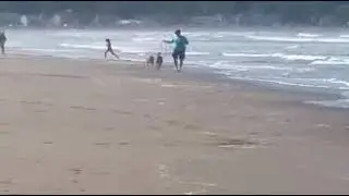 Eric Seaside birthday romp with Emma & Maggie