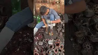 How AC Compressor recycling Skill: Copper extraction process #shortsfeed