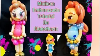 Mujer embarazada con globos, tutorial de globoflexia de la muñeca embarazada.