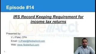 IRS Record Keeping Requirement  Episode #14