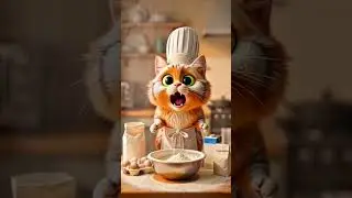 Orange Cat Bakes a Cake #shorts #short #cat #funnycat #satisfying