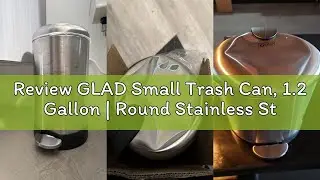 Review GLAD Small Trash Can, 1.2 Gallon | Round Stainless Steel Garbage Bin with Soft Close Lid & St