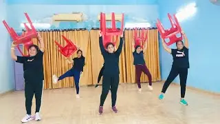 Counting exercise  with chair 🪑 use zumba dance, aerobic, cardio workout, fitness yoga video 