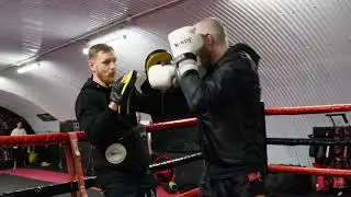 KO Combat Academy Muay Thai fighter Charlie Howard destroying his pad session with Bradley Heason