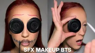 CORALINE DOLL SFX MAKEUP TRANSFORMATION BTS - turning myself into a Coraline doll!! 🪡