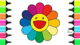 Glitter Rainbow Flower coloring and drawing for Kids, Toddlers | Fun Toy Art