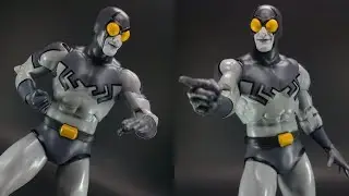 New McFarlane Toys Blue Beetle Black White accent edition action figure in hand images by sb Toyz