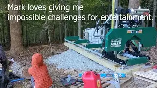 Loading logs onto our Woodland Mills Sawmill without heavy equipment