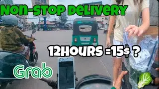 My 12-hour delivery shift: How much did I earn 🛵 on Sunday! Grab Food in Phnom Penh