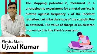 The stopping potential Vo measured in a photoelectric experiment for a metal surface is plotted agai