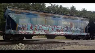 BNSF 3782 w/H-KCKNTW? key train (number of UP hoppers incl. blue SSW Golden West Service) 9/21/24