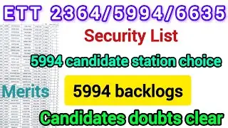 ETT 2364/5994 Latest Update/5994 candidate station choice/5994 backlog/candidate merits/