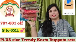 🛍️ Amazon Plus Size Haul//Great Republic day sale offers//3XL to 6XL Kurta duppata set 📐 