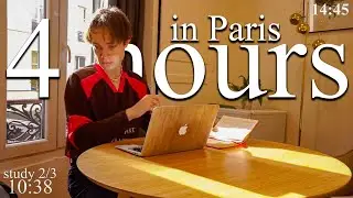 LIVE-Special | 4-HOUR study with me in PARIS📚⛈️  rain sounds & pomodoro timer 60 & 10