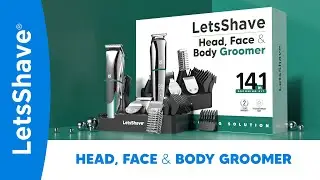 LetsShave Head, Face & Body Groomer for Men | 6 Grooming Heads | 90Min Runtime | Water Proof