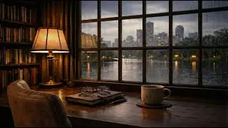 Rainy Relaxing Jazz – Cozy Desk, Coffee & Rain Sounds for Relax, Study, Work[4K]