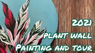 Studio vlog /My new 2021 plant wall 🪴/PAINT WITH ME acrylics on canvas