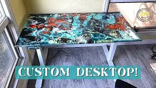 Custom Desktop | Adjustable Desk | Silicone Oil in Epoxy Resin | Clearcast 7050 | Faux Rizzle
