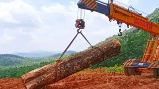 Wooden log | lifting with crane| In a  uphill #shortvideo  #shorts  #army
