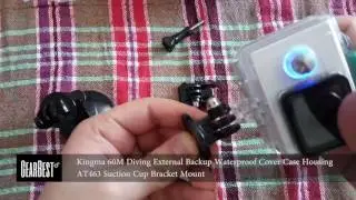 Kingma 60M Diving External Backup Waterproof Cover Case Housing & AT463 Suction Cup Bracket Mount