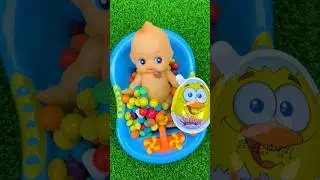 Full of 3 Rainbow BathTubs Candy with M&M's & Magic Slime Cutting - 14