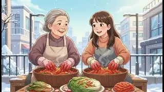 Grandparents & Family Cooking |❄️ First Snow Kimchi Making |Cozy Ghibli-Style Winter Story