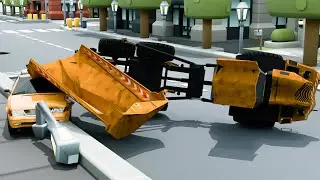 Taxi accident - Cement Mixer, Dump Truck repair street light pole | 3D Construction Vehicles
