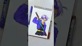Drawing Trunks with✨Doms Brush pen✨ #shorts #dragonballz #youtubeshorts